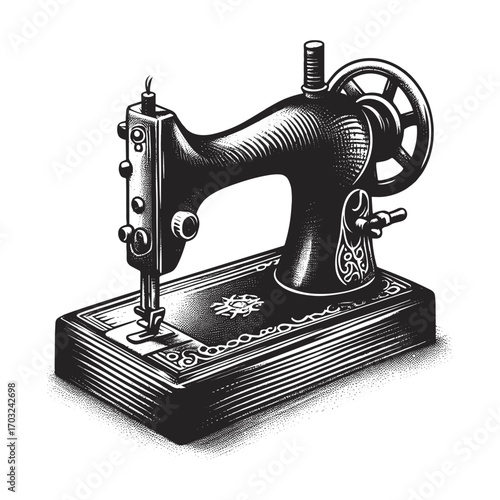 Classic Vintage Sewing Machine Illustration