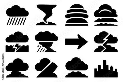 Push set advance zone icon strong pressure air front gust vector storm