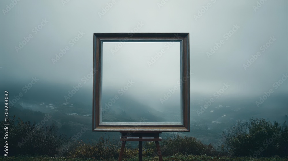 Fototapeta premium Frame in the Misty Landscape