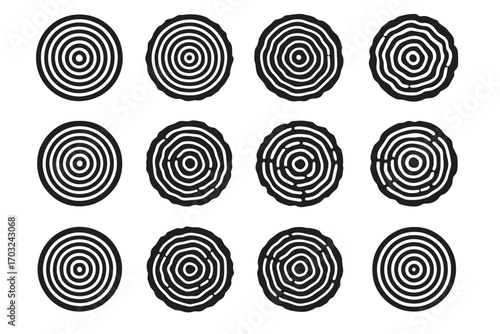 Natural tree layers wood ring icon symbols vector age icons annual forest
