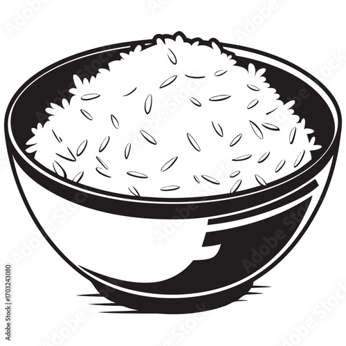 Bowl of fluffy white rice ready to be served as a delicious meal.