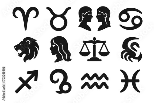 Glyph ringed capricorn scorpio hanging icon modern vector zodiac sting stylized dual