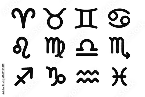 Set icon structure libra full gemini vector zodiac tails taurus scorpio aries