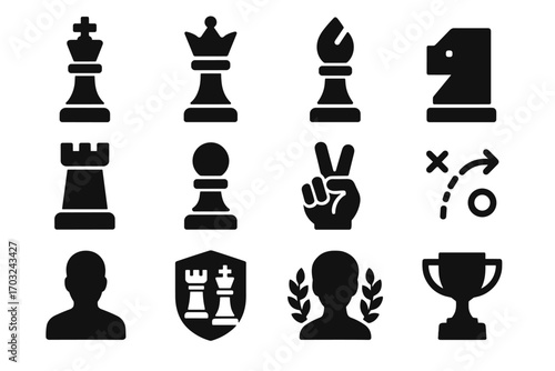 Icon emblem bold grid arrow winner gesture strategy chess square vector king