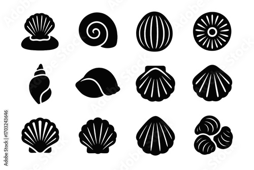 Clamshell vector clustered casing icon shell shape sea pattern grid dual seashell