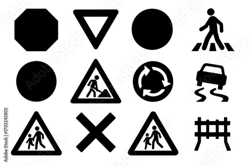 Icon zone traffic yield no slippery modern railroad sign speed circle vector