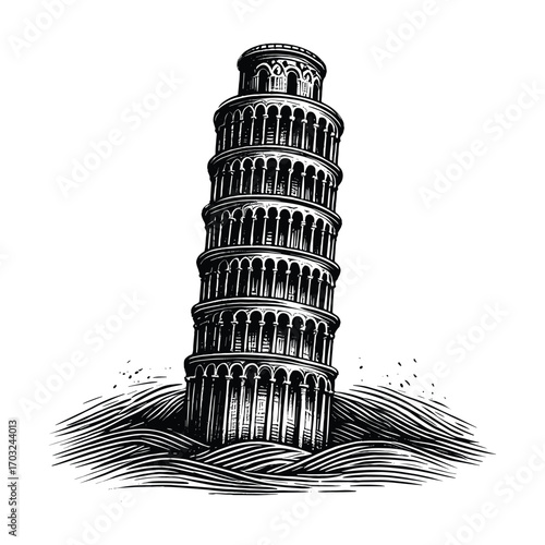 Leaning Tower of Pisa Landmark Illustration