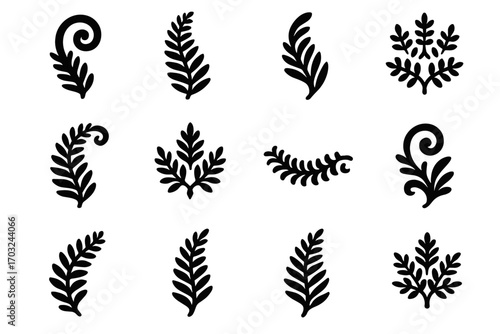 Accent chain cluster vector foliage garden motif icon blade black fern grid