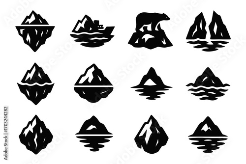 To dusk center icon ship layered vector set iceberg top next