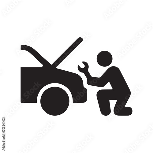 car repair icon silhouette vector with white background