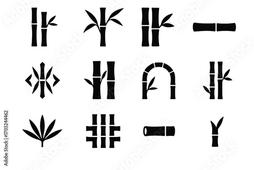 Curved icon leaves motif archway bamboo floating design vector slim collection