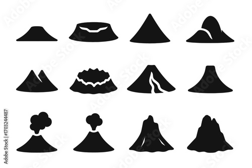 Grid rim cone edge profile volcano peak volcanic caldera shape vector icon