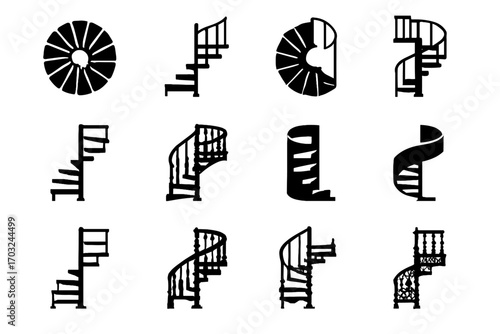 Icon staircase metal icons view tube vector narrow spiral ladder wooden