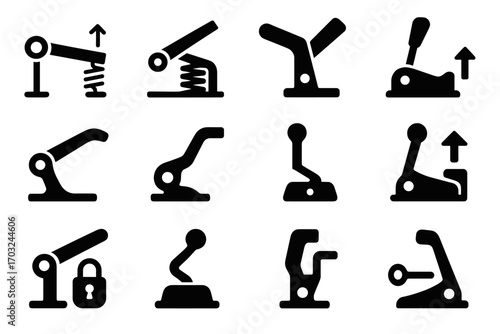 Pivot adjustable bar icons gate press lever mechanical vector brake tension icon