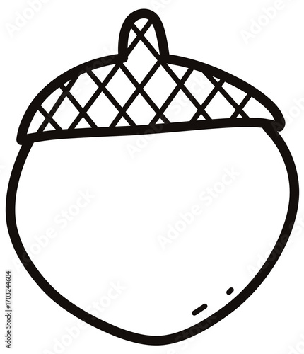 acorn drawing, oak nut, autumn seed, fall harvest, botanical outline, forest element, black white acorn, kids coloring page, simple nut, woodland icon