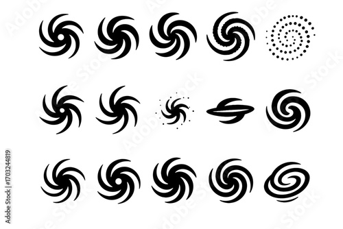 Rings galactic vector interstellar galaxy view spiral dotted icon star swirling