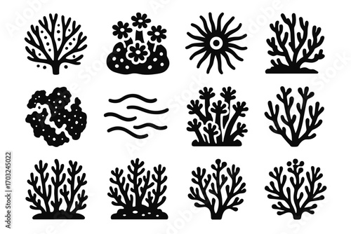 Sea coral polyps vector icon ledge rounded bundled bulb texture polyp