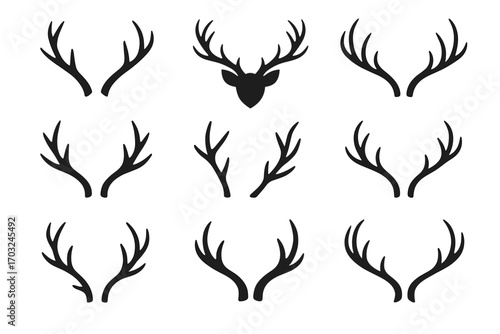 Rack animal deer design vector horn icon three branch profile jagged antler