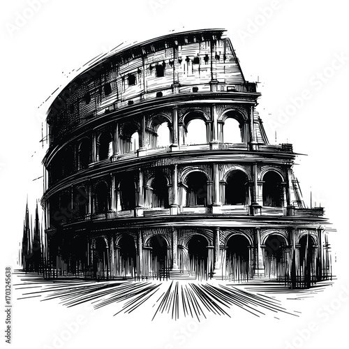Roman Colosseum Ancient Landmark Illustration