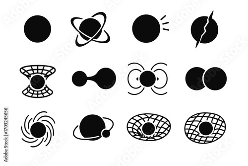 Icon neutron dense star core icons highlighted poles gravity vector shape well