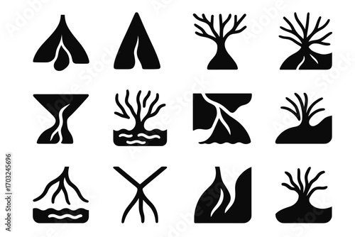 Sediment vector representation stream wedge shape delta river platform icons branching icon