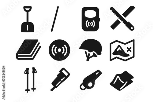 Blanket safety emergency snow vector icons icon avalanche snowpack rescue signal map