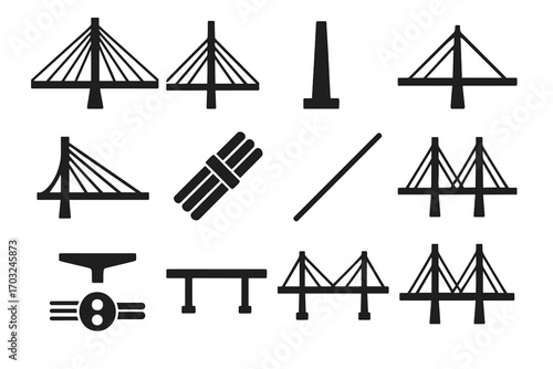 Deck pattern vector detail bridge stayed line cable stay dual anchor icon