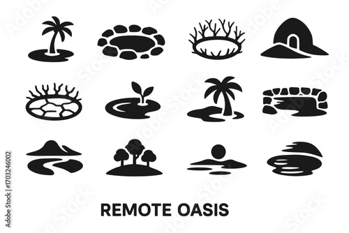 Icons pondline rock dot icon vector remote cracked distant shaded spring small