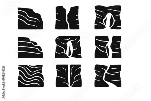 Icon sandstone vertical overhanging depth gap vector ledge interior light canyons crevice