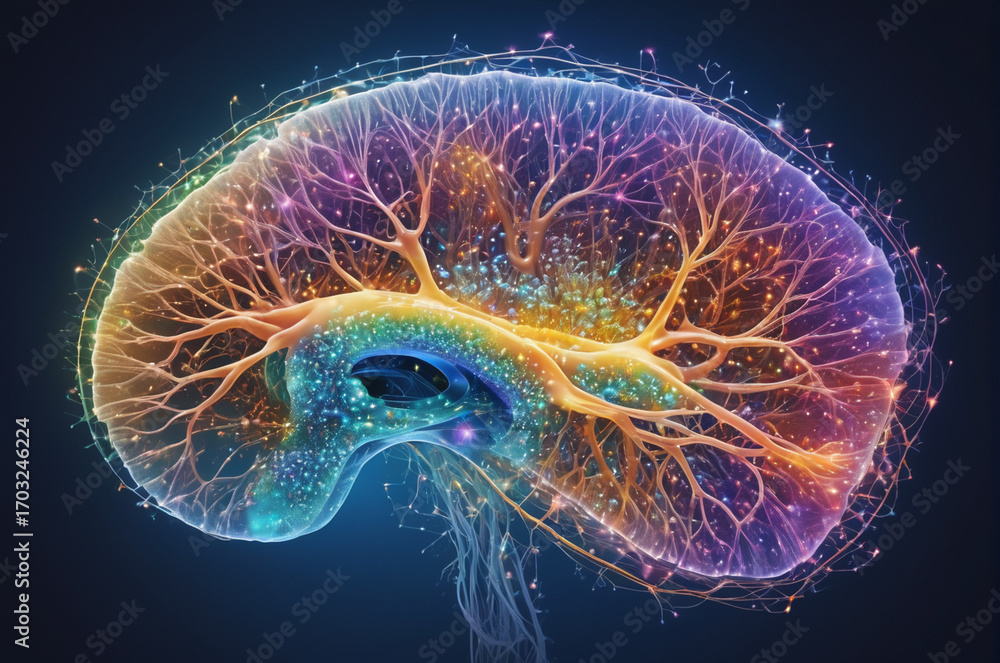 Fototapeta premium Neural Cosmic Brain. Generative AI.