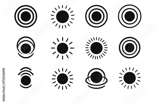 Arc vector solar ripple icon sun aura icons rings around effect ring