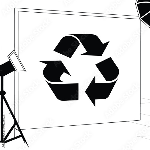 Recycling Symbol in Studio Setup - Focus on Environmental Awareness.