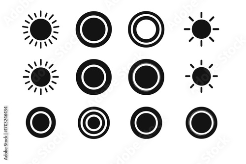 Glowing icon halo disk concentric ring orb solar vector sun large collection