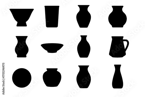 Straight plate pottery hourglass tall vector fluted wheel bulbous icon squat pot