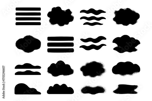 Diffused vector complex textured black mist patterns smooth icons icon silhouette fog