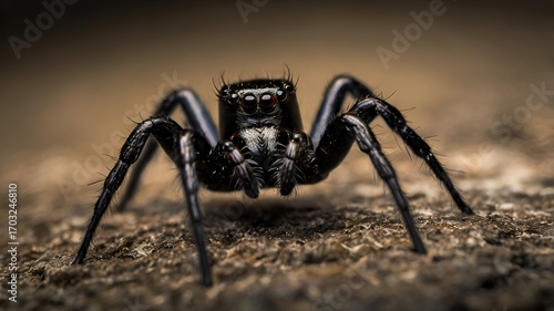 Black Spider macro photo
