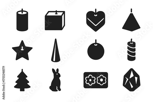 Icon form mold shape vector cavity star faceted candle design icons