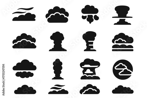 Icon set clouds cumulonimbus blanket stack height cloud layer vector column