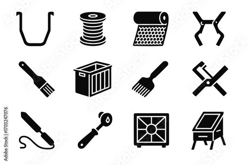 Storage frame equipment vector clamp holder tool beekeeping icon hive icons wire