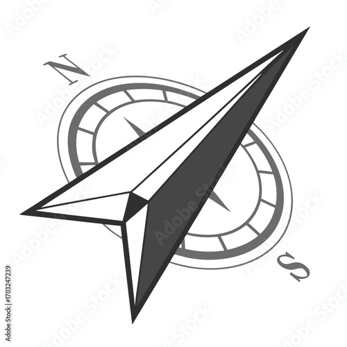 Compass Rose Navigation Tool Pointing North Directional Guidance Symbol.