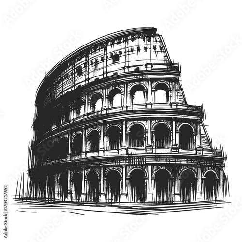 Roman Colosseum Ancient Architecture Illustration