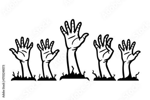 Zombie hand rising from the ground for halloween