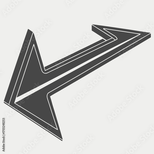 Directional arrow graphic pointing leftward with a three dimensional design.