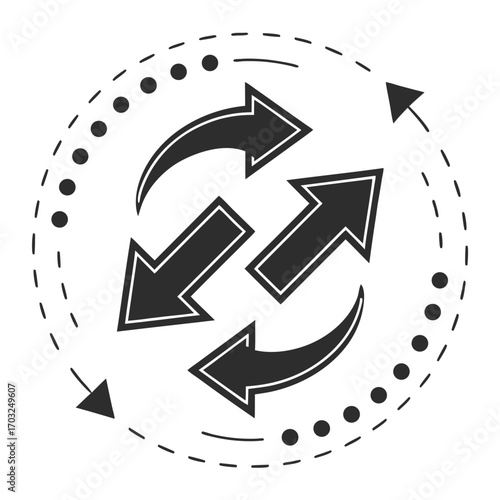 Arrows rotating in a circle representing processes and cycles in business.