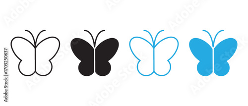 butterfly icons set. in different styles isolated on white background.