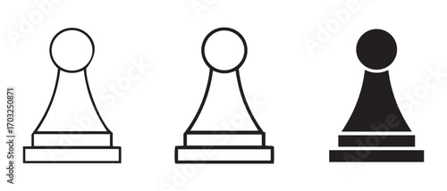 Collection of pawn chess piece icons. isolated on white background.