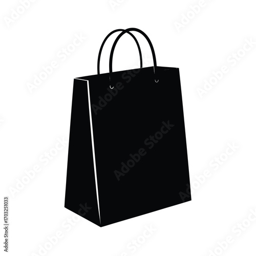 Vector silhouette mockup of paper shopping bag for branding vector line art on white background