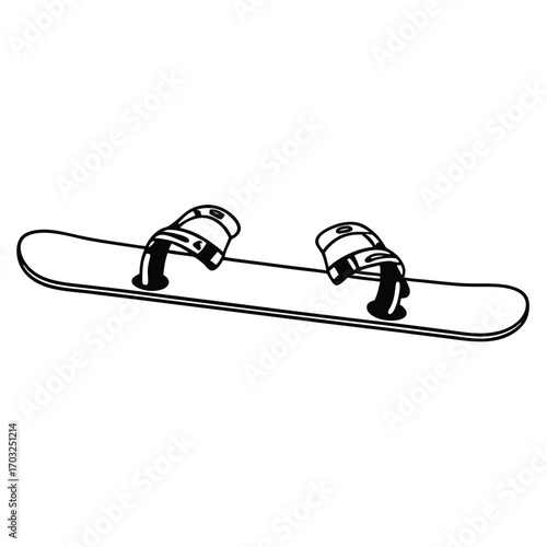 Flat Vector of Snowboard with Bindings Silhouette
