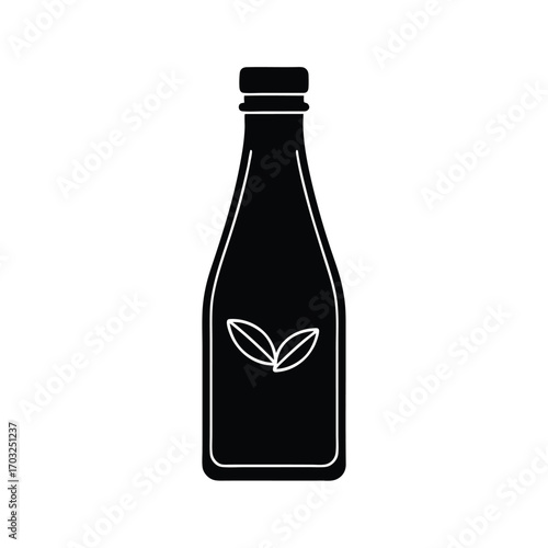 Vector silhouette mockup of realistic juice bottle vector line art on white background