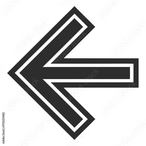 Leftward pointing arrow symbol with a bold outline, indicating direction or previous action.